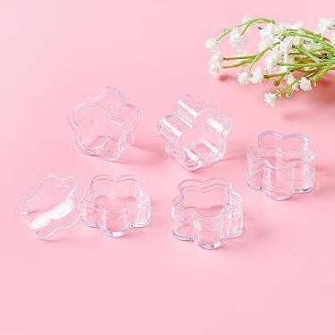 Imagem de 10 peças caixa de joias de acrílico transparente para dama de honra, suporte de anel de casamento, cubo em forma de flor de ameixa, caixas de exibição de joias de cristal com tampa caixa de presente