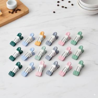 Imagem de Cabides resistentes, pacote com 18, clipes de metal de 5 cm, prendedores de roupa para secagem de fotos, varal de roupa, clipes de saco para alimentos, cozinha, aço inoxidável com borracha, 6 cores