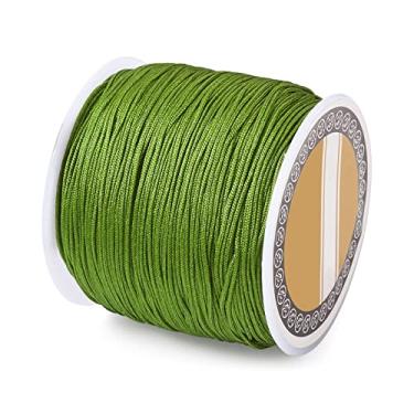 Imagem de Cordão de nylon 100 m de 0,8 mm verde-oliva monótono com nó chinês e macramê para fabricação de joias, materiais de embrulho Kumihimo, artesanato faça você mesmo