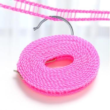 Imagem de Varal portátil para uso interno e externo, corda de secagem durável e antiderrapante para viagens, acampamento e casa, rosa