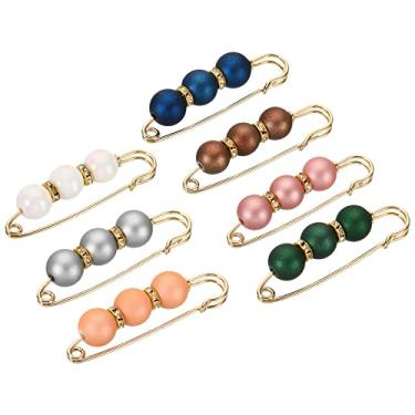 Imagem de Alfinetes de broche de pérola de 5 cm de metal falso pérola decorativa colarinho de segurança clipes para roupas femininas calças calças saia cintura, 7 cores, 7 peças, TBD, Acrílico, Ágata