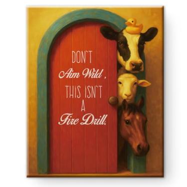 Imagem de Decoração engraçada de arte de parede de banheiro de fazenda - Decoração de parede de banheiro engraçada para prateleiras de banheiro, tanque de vaso sanitário, 20 x 25 cm, tela emoldurada - Esta não