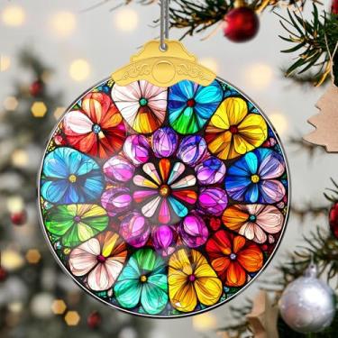 Imagem de Enfeites de Natal, flores de cristal, enfeites de árvore de Natal feitos à mão, decoração de carro e casa - presentes de Natal, decoração de artesanato em acrílico, ideias de troca de presentes para