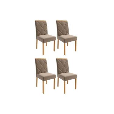 Imagem de Cadeira Sala De Jantar Fernanda Wood Kit 4 Un Carvalho-suede Joli Capuccino - Cimol