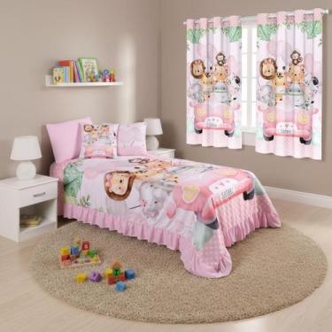 Imagem de Kit Cortina 2 Metros e Colcha Cobre Leite Infantil 07 Peças Para Quart