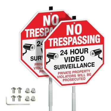 Imagem de Placa de segurança com placa de vigilância por vídeo para o exterior, placa de câmera de segurança, 30,5 x 30,5 cm, alumínio pesado livre de ferrugem, refletivo, à prova d'água, à prova de intempéries