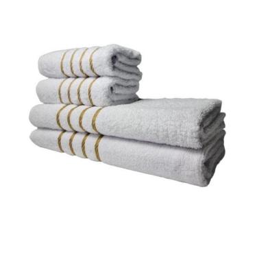 Imagem de Jogo De Toalha 2 Banho 2 Rosto - 4pçs Coleção Montreal 100% Algodão - Branco