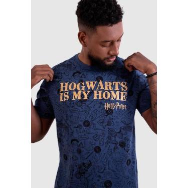 Imagem de Camiseta Harry Potter Hogwarts is My Home - PITICAS, P, Azul marinho, 