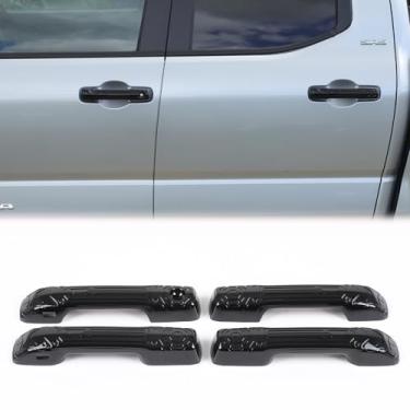 Imagem de Heutamo Protetor de maçaneta de porta externa de carro compatível com acessórios Toyota Tacoma 2025 2024, acabamento de capa de maçaneta externa de carro, estilo mecha (preto piano)