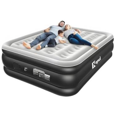 Imagem de Colchão de Ar Queen Size Premium, Inflável Portátil com Bomba de Lítio Embutida, Cama de Ar para Camping e Casa (Casal)