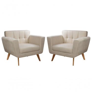 Imagem de Conjunto 2 Poltronas Bruna Confortável Decorativa Moderna - Veludo Capuccino 250