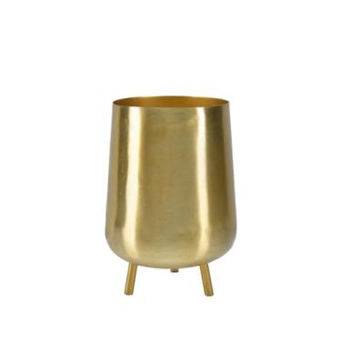 Imagem de Serene Spaces Living Vaso de três pés dourado de 20 cm, cachepot de ferro elegante para suculentas, cactos, ervas, vaso de plantador interno/externo inspirado em meados do século, sala de estar