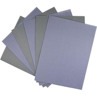 Imagem de KCS 6 peças de 12" x 18" (30 cm x 45 cm) 14CT algodão contado tecido ponto cruz tecido Aida (cinza aço claro + cinza médio)