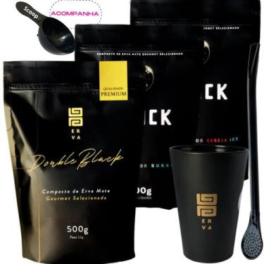 Imagem de Kit Black Erva Mate Tereré 3 Pacotes 500g cada + Copo Caldereta acríli