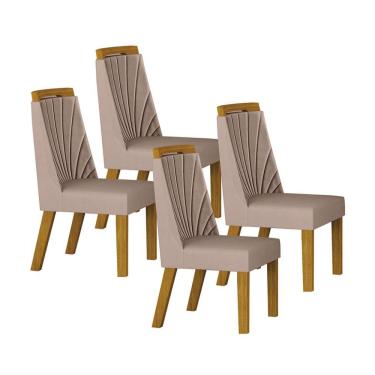 Imagem de Conjunto com 4 Cadeiras Liz Carmuça Bege e Freijó
