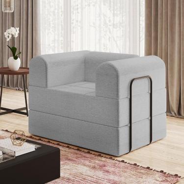 Imagem de Poltrona Solteiro D-plus 90 Cm Monaco - Linho Cinza Linho Cinza