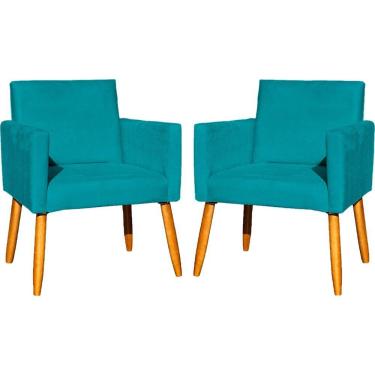 Imagem de Kit 2 Poltronas Decorativa Para Sala Nina Suede Cores Pé Palito 30cm Castanho - Suede