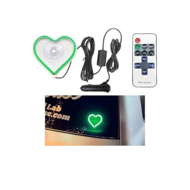 Imagem de FALVFUN Luz ambiente de LED para carro, luz neon de veículo USB Love Heart com controle remoto para triângulo ou janela traseira, acessórios de decoração de lâmpada de atmosfera interior automotiva
