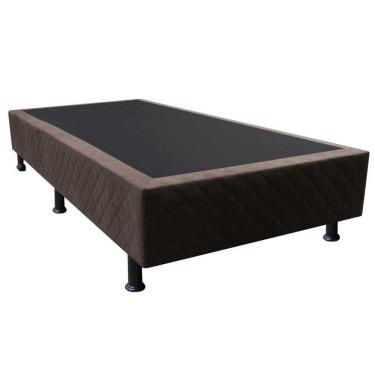 Imagem de Base Box Para Cama Solteiro 88x188cm Liz S05 Suede Bordado Marrom - Mpozenato