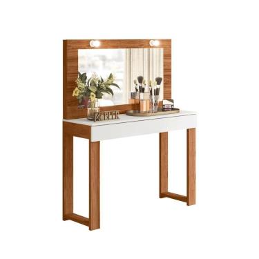 Imagem de Penteadeira Camarim Gala Com Espelho 1 Gaveta Cinamomo E Branco