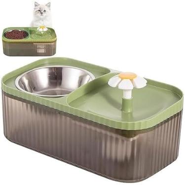 Imagem de Fonte Bebedouro Automática para Gatos e Cães, 3 Litros, com Comedouro Inox Duplo, Filtro e Bomba USB, Colorida