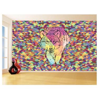 Imagem de Papel De Parede Animais Pop Art Lobo Colorido 3,5M Pxa576 - Você Decor