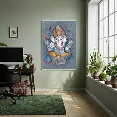 Imagem de Quadro Decorativo Ganesha Fundo Cinza - 70X50Cm - Quadros On-Line