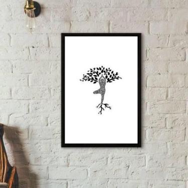 Imagem de Quadro Decorativo Yoga Árvore 45X34Cm Moldura Preta - Quadros On-Line