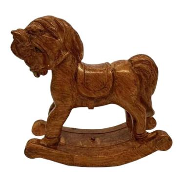 Imagem de Fxzqgnh Pequeno Cavalo de Balanço Natalino, Decoração, Miniatura, Peça de Coleção, Escultura para Sala de Estar, Estante Ou Hotel, Style E, Tamanho real