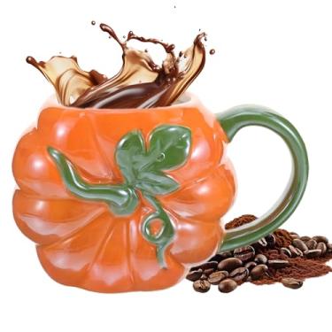 Imagem de Caneca de abóbora de Halloween | Utensílios de mesa de Halloween | Copo de cerâmica festivo com alça para adultos, mulheres, crianças, trabalho, vinho, leite, cerveja, homens, amigos, suco