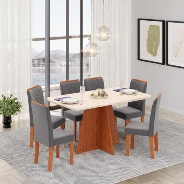 Imagem de Conjunto Sala de Jantar 6 Cadeiras Tampo de Vidro DJ Móveis Siena Frei