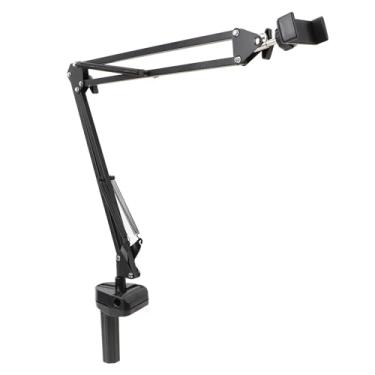 Imagem de Suporte de Telefone para Estante Vídeo Overhead com Braço Tesoura Articulado Suporta Smartphones Até 6 8 Polegadas Rotação 360 Graus Flexível Liga Alumínio Transmissão ao Vivo Baking Crafting
