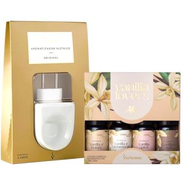 Imagem de Kit Difusor Elétrico em Porcelana com 4 Essências Vanilla Lovers 10ml Via Aroma