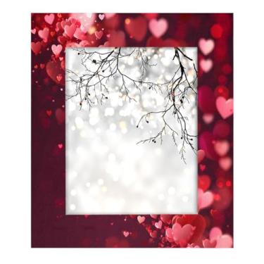 Imagem de Porta-retrato 20 × 25 coração amor vermelho bonito feito de madeira maciça 8 × 10 moldura para exibição de mesa e montagem na parede, para decoração de casa e ideias de presentes para a família