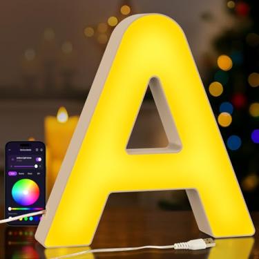 Imagem de MeRGBWLife Uma luz LED para letreiro – luz de mudança de cor com controle de aplicativo alimentado por USB com sincronização de música, decoração inicial romântica para aniversário ou parede do quarto