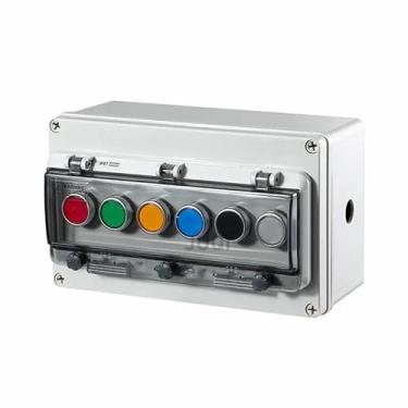 Imagem de Caixa de botão de botão de plástico caixa de controle de interruptor Start Stop impermeável ao ar livre capa protetora de autorredefinição industrial (66)