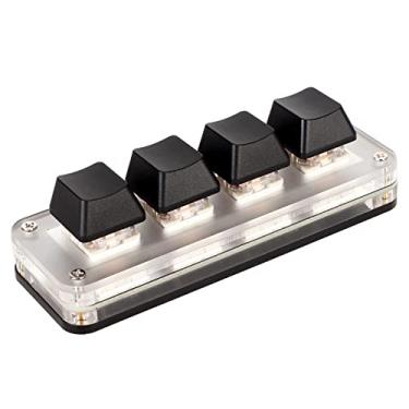 Imagem de Teclado macro programável, teclado macro mecânico para jogos com botões personalizados, interruptor vermelho, teclado macro de uma mão, mini teclado OSU com fio USB para PC desktop (4 teclas)