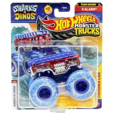Imagem de Hot Wheels Monster Trucks Sharks vs Dinos, 1:64 Scale Die-Cast Vehicle Collection, 2025 Edition (6/8 Team Shark 5 Alarm)