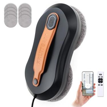 Imagem de FRUITEAM Robô de limpeza de janelas com spray de água duplo, aplicativo e controle remoto, limpador automático de janelas com cinto de couro para moldura de vidro, sistema de segurança triplo