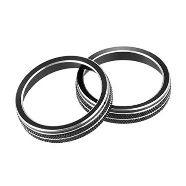 Imagem de X AUTOHAUX 2 peças de liga de alumínio para tampa do botão CA temperatura do ar para Ford Explorer 2020-2022 guarnições de decoração de interiores de carro preto