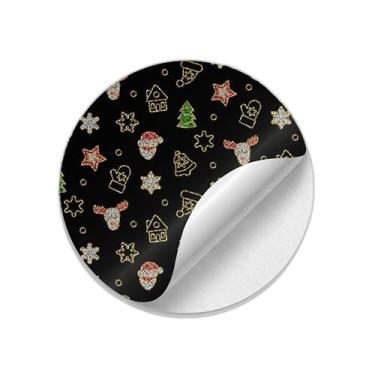 Imagem de Kit 25 Unidades Autocolantes Adesivos Redondos Natalinos Brinquedos com Lantejoulas - Tamanho 50x50cm