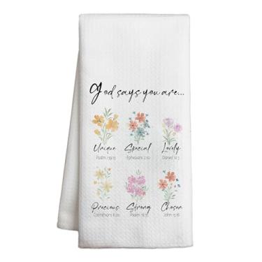 Imagem de BSIKAIK Toalhas de cozinha florais cristãs, presentes religiosos para mulheres, aniversário, flores, pratos, toalhas de prato para cozinha, banheiro, decoração de casa, toalha de chá para limpeza