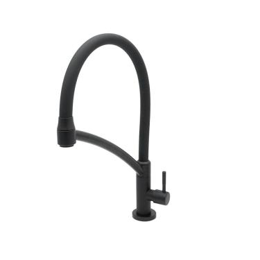Imagem de Torneira De Cozinha Mesa Arco Flexível Bica Alta Gourmet Preto Fosco