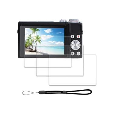 Imagem de iDaPro [3 peças de protetor de tela G7 X Mark III para Canon Powershot G7X Mark III + [1 peça] cordão de mão, vidro temperado, dureza 9H, antiarranhões, antibolhas