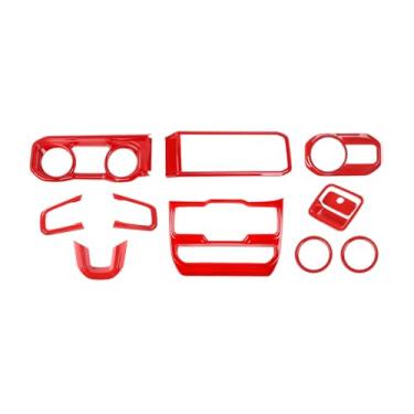 Imagem de JeCar Kit de acabamento interior vermelho 11 peças para Jeep Wrangler JL JLU e Gladiator JT 2024 2025+