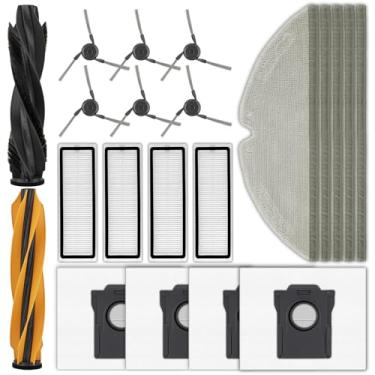 Imagem de (Pacote com 21) Peças de substituição D20 Pro Plus compatíveis com aspirador de pó robô Dreame D20 Pro Plus, 2 escovas de rolo, 5 almofadas de esfregão, 4 filtros HEPA, 4 sacos de pó, 6 escovas
