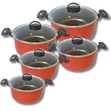 Imagem de Jogo De Panelas 5 Peças Antiaderente Com Tampa De Vidro GAL