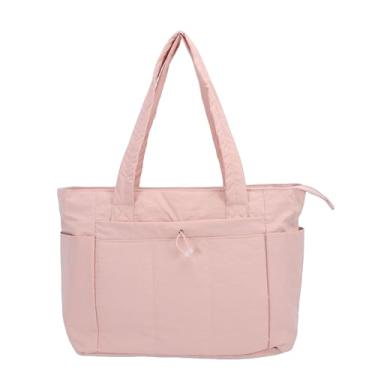 Imagem de Asixxsix Sacolas para Mulheres, Bolsa Leve para Laptop Em Tecido Oxford Com Zíper, Vários Bolsos, Compartimento Acolchoado, Bolsa Acolchoada Acolchoada para Viagens, Academia (Rosa)