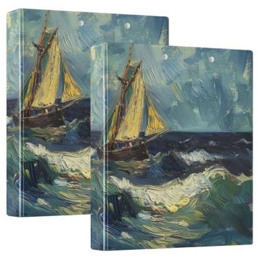 Imagem de Pasta de documentos Seaboat de 3,8 cm, fácil de limpar, fichário espaçoso de 3 anéis com 3 bolsos, fichário de partituras resistente