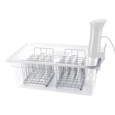 Imagem de WELKOR Recipiente Sous Vide de 26 litros com tampa e 2 racks, tanque de banho de água grande de precisão de 26L, material de PC de grau alimentício, resistente ao calor (-40 °C a 100 °C) para Anova